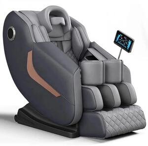 Fotoliu de Masaj GAIUS ULTRA PREMIUM – Tehnologie, Relaxare și Eleganță - AI Voice, Incalzire, Zero Gravity, difuzoare Bluetooth, Gri