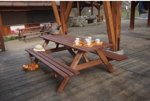 Set de dining pentru grădină din lemn de pin pentru 6 persoane Piknik - Rojaplast