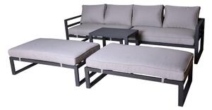 Set mobilier de grădină alb/negru din metal pentru 8 persoane Portland - Rojaplast