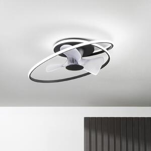 INTEC Ventilator de tavan cu LED Storm, negru/alb, Ø 77 cm CCT, silențios, reglabil, Negru, Camera de zi / sufragerie, Metal, Modern