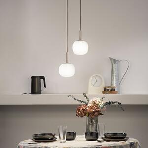Luce Ambiente Design Lampă suspendată Eris, lungime 26 cm, maro/alb, metal/sticlă, cu 2 becuri, reglabil, Maro / Rugină, Camera de zi / sufragerie, Aluminiu, Modern