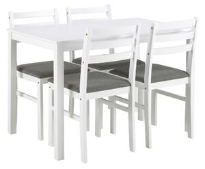 MAZZONI EXPORT Set TORINO masă + 4 scaune Alb/Gri deschis (material Sawana 21) - SET DE LEMN PENTRU BUCĂTĂRIE/SUFRAGERIE