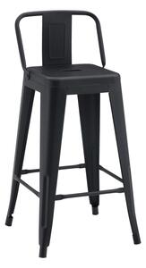 Scaun Bar Cu Spatar Upser Metalic Negru Mat