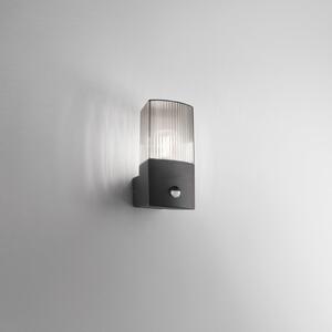 INTEC Lampă de perete pentru exterior DARK, antracit/gri fum, oțel inoxidabil, senzor, Oțel inoxidabil, Modern, Perete unghiular