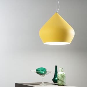 Luce Ambiente Design Lampă suspendată Tholos, galben/alb, Ø 52 cm, metal, reglabil, Galben, Camera de zi / sufragerie, Metal, Modern