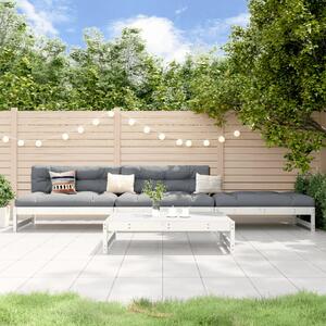 Set mobilier relaxare de grădină, 4 piese, alb, lemn masiv pin