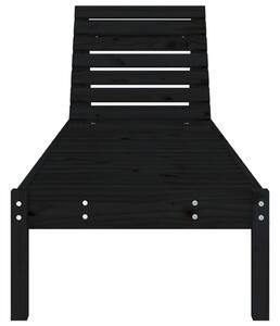 Șezlong, negru, 199,5x60x74 cm, lemn masiv de pin