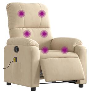 Fotoliu de masaj rabatabil electric, crem, microfibră