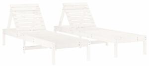 Șezlonguri, 2 buc., alb, 199,5x60x74 cm, lemn masiv pin