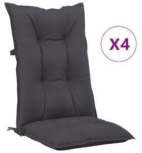 Perne scaun cu spătar înalt, 4 buc. antracit 120x50x7 cm textil