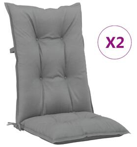Perne scaun cu spătar înalt, 2 buc., gri, 120x50x7 cm, textil