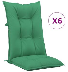 Perne scaun cu spătar înalt, 6 buc., verde, 120x50x7 cm, textil