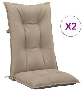 Perne scaun cu spătar înalt 2 buc. gri taupe 120x50x7 cm textil