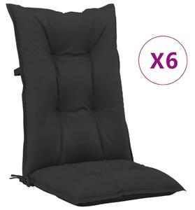 Perne scaun cu spătar înalt, 6 buc. negru 120x50x7 cm textil