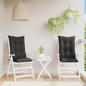 Perne scaun cu spătar înalt, 2 buc. negru 120x50x7 cm textil