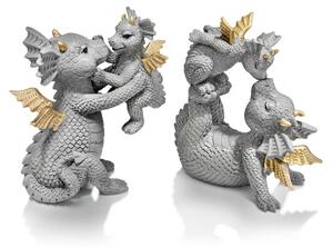 ASTOREO 2 Figurine cu dragoni Parent Love - gri/aur - Mărimea 2 buc., 12 x 6,5 x 10,5/11 cm