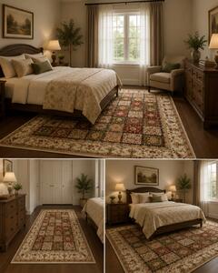 Set 3 Covoare Lotos 1518-110, Crem Bej: 2 buc. 80x150 cm, 1 buc. 200x300 cm