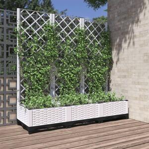 Jardinieră de grădină cu spalier, alb, 120x40x121,5 cm, PP