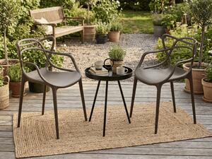 Set de gradina KATO SIRVON - 2 scaune si masa rotunda, negru/maro
