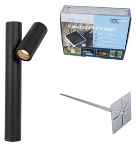 Lampă de exterior neagră cu țăruș de sol și presetupe 50cm IP44 - Solo Deluxe