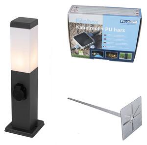 Lampă de exterior gri închis 45 cm cu priză IP44 - Malios