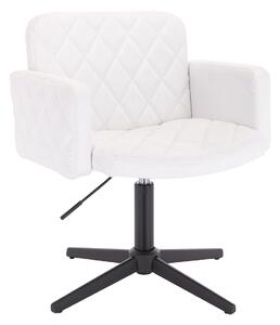 HC802CROSS Scaun Alb din Piele Ecologica cu Bază Neagră