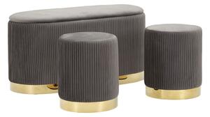 Mauro Ferretti Banca Cu Depozitare Și Taburet Shopy Gri Set 3 Bucăți Cm 80X37X42-29X33 | Aosom Romania