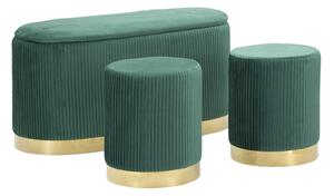 Mauro Ferretti Banca Cu Depozitare Și Taburet Shopy Green Set 3 Bucăți Cm 80X37X42-29X33 | Aosom Romania