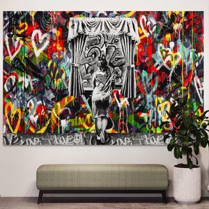 Tablou Canvas Premium LuxCanva® B1041, Wall Of Love , Living, Dormitor, Inspirational, Iubire, Culori, Inimi, Culori Vibrante