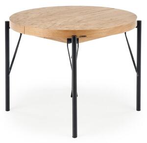 Masă Houston 1375Stejar, Negru, 8cm, ExtensieExtensie, MDF, Furnir din lemn natural, Metal
