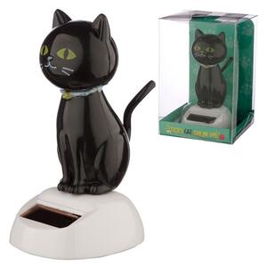 Figurina bobble-head cu baterii solare Pisicuta Neagra Norocoasa, 10 cm