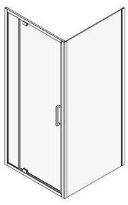 Cabină de duș dreptunghiulară Fluminia, Anda 100 x 80, ușă pivotantă, profil crom