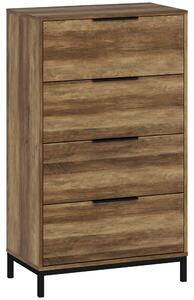 HOMCOM Comodă 4 Sertare din PAL și Metal 62x35x105 cm Maro Deschis | Aosom Romania