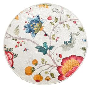 Covoraș de baie gri din catifea ø 100 cm Vintage Flower – Foutastic