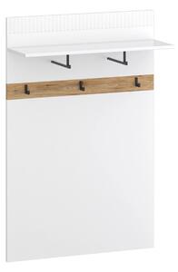 Cuier simplu hol VELUTTO, alb/stejar, PAL laminat, 81x26x122 cm