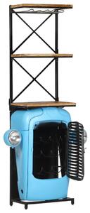 Dulap vin tractor, albastru, 49x31x170 cm, lemn masiv mango