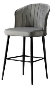 Set 4 scaune bar RUBI, gri/negru, stofa catifelata/metal, 52x42x97 cm