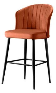 Set 4 scaune bar RUBI, caramiziu/negru, stofa catifelata/metal, 52x42x