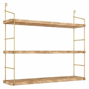Raft bucatarie 498HFT1104, auriu/stejar, lemn/metal, 60x16x62 cm