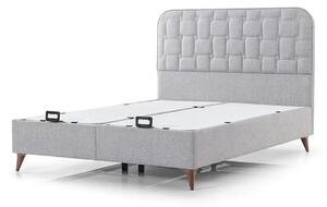 Pat INFINITY 160x200, stofa clasica gri - Linum 660, cu somiera si spa