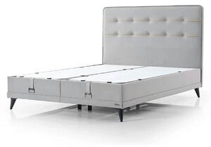 Pat FLEXFIT 120x200, stofa catifelata gri - Noway E1055, cu somiera si