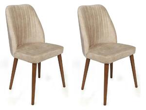 Set 2 scaune ALFA-464 V2, bej/nuc, stofa catifelata/metal, 50x49x90 cm