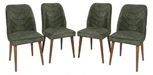 Set 4 scaune DALLAS 558 V4, verde/nuc, stofa catifelata/metal, 50x49x9