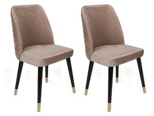 Set 2 scaune HUGO-364 V2, bej/negru, stofa catifelata/lemn, 50x49x90 c