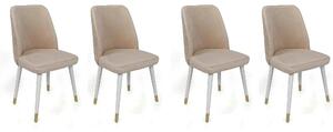 Set 4 scaune HUGO-407 V4, bej/alb, stofa catifelata/metal, 50x49x90 cm