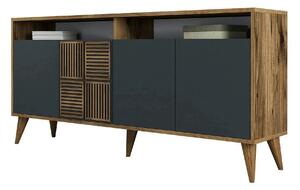 Comoda MILAN, nuc/gri antracit, PAL melaminat, 160x35x78 cm