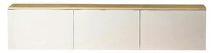 Comoda TV NEON, alb/stejar, PAL melaminat, cu iluminare LED, 160x32x35