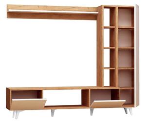 Mobilier living RAMBUTY, alb/stejar, PAL melaminat, 3 piese, 170x37x15