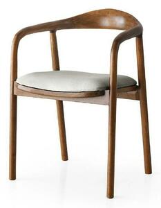 Scaun PA-027, crem/nuc, stofa catifelata/lemn, 52x51x77 cm
