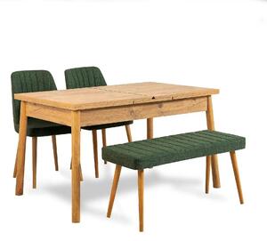 Set masa extensibila cu 2 scaune si bancheta SANTIAGO ATLANTICE, verde